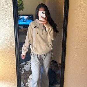 The North Face Women's Cream and Grey Hoodie
